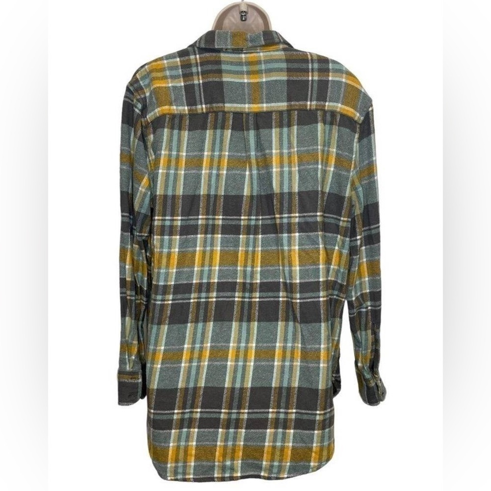 Aerie AE oversized flannel shirt shacket yellow gray  plaid boyfriend shirt | XS - Picture 6 of 8